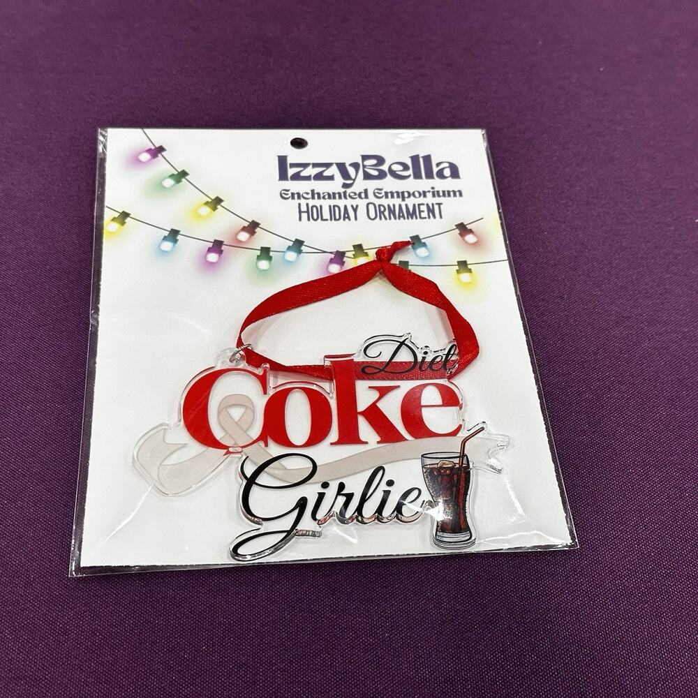 Diet Coke Girlie Acrylic Christmas Tree Ornament & Matching Vinyl Sticker Bundle - Picture 2 of 3